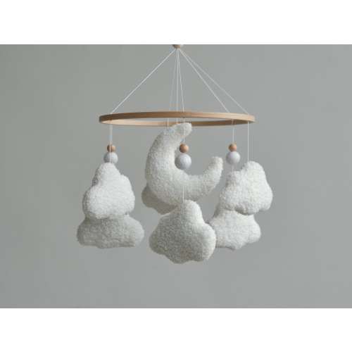 Handmade Boucle Cloud Baby Crib Mobile: Teddy Bear Nursery Decor