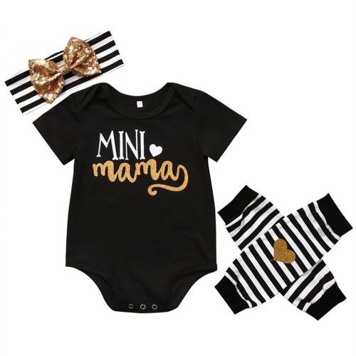 Jxzom Newborn Infant Baby Girl Mama's Mini Outfits Romper+Leg Warmer+Headband 6 9 12 18 Months Cute Clothes Set