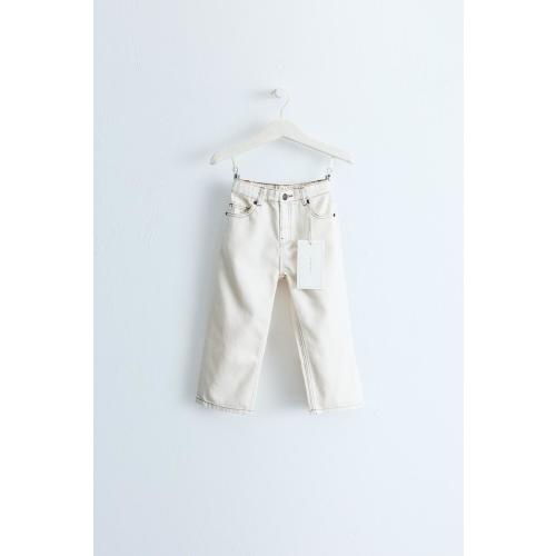 ZARA TIMELESS - STRAIGHT TWILL PANTS WITH CONTRAST TOPSTITCHING - Ecru | ZARA United States
