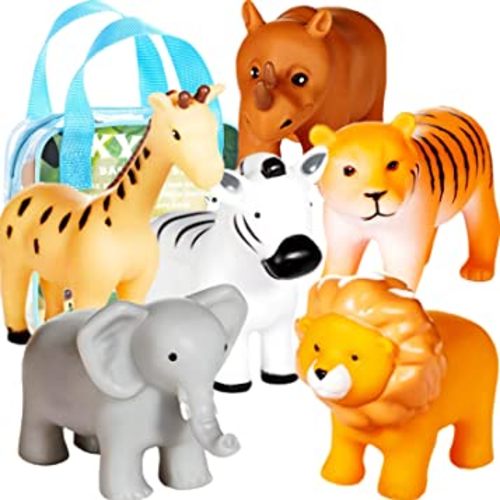 Mold Free Animal Baby Bath Toys for Toddlers/ Infants 6 - 12- 18 Months, No Hole No Mold Bathtub Toys, 1 2 3 4 Years Old Kids (6 Pcs with Storage Bag)