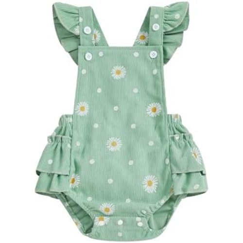 Thorn Tree Baby Girl Summer Clothes Newborn Outfit Ruffle Romper Infant Baby Dress Bow Headband Solid Cute Outfits Girls