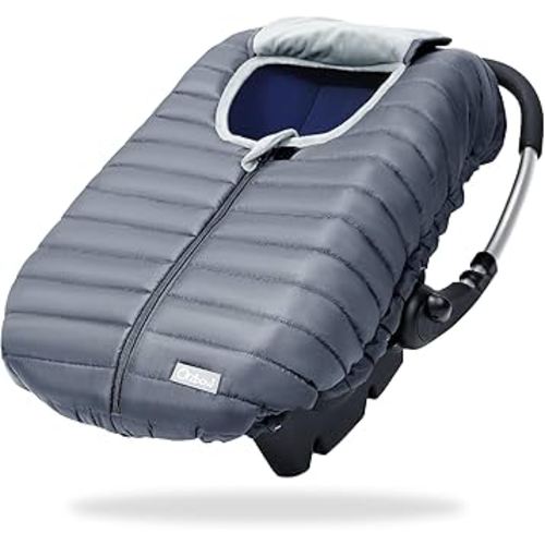 Orzbow Winter Car Seat Cover - Baby Car Seat Cocoon Cover for Boys & Girls, Warm Plush Carseat Canopy Cover to Protect Baby from Wind, Waterproof, Universal Fit for Infant Car Seat, Grey