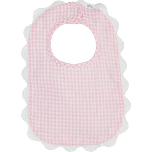 Mud Pie Children's Pink Gingham Scallop Bib; One Size Fits Most