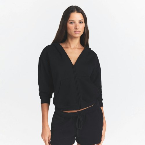 COTTON FLEECE CLASSIC ZIP UP HOODIE | ONYX | SKIMS