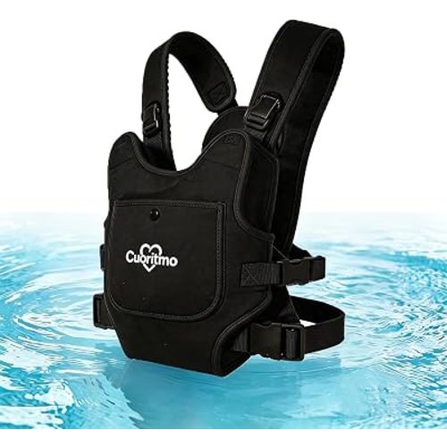 Neoprene Baby Carrier for Newborn to Toddler, Waterproof Front Carry Holder with Adjustable Straps, Lightweight for Beach, Pool & Summer, Black
