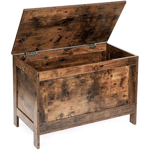 HOOBRO Storage Chest, Retro Toy Box Organizer with Safety Hinge, Sturdy Entryway Storage Bench, Wood Look Accent Furniture, Easy Assembly, Rustic Brown BF75CW01
