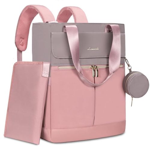 LOVEVOOK Diaper Bag Backpack,Diaper Tote Bag with Insulated Pockets,Baby Bag for Girl Boy with Changing Pad,Large Baby Diaper Bag with Pacifier Case,Anti-Theft Travel Backpack for Women,Pink-Gray