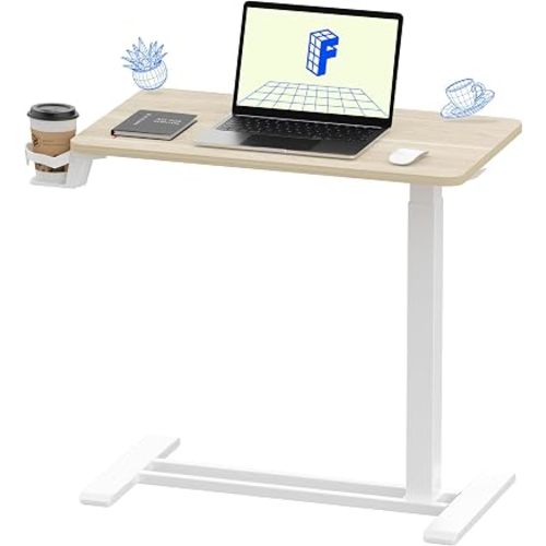 FLEXISPOT H7 28" Pneumatic Height-Adjustable Overbed Table with Wheels