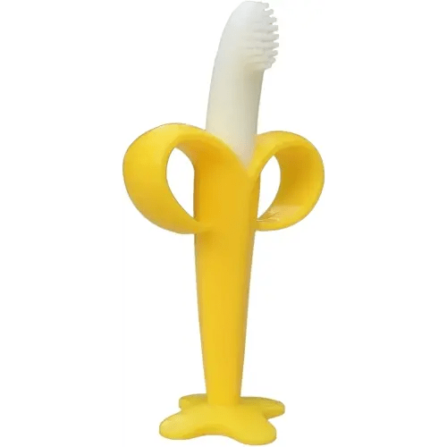 Banana Baby Toothbrush, Self-Soothing Pain Relief Soft Baby Teething Toys, Training Kids Toothbrush for Babies, Toddlers,Infants, Boy and Girl, Natural Organic BPA Free, Banana Teether(Yellow)