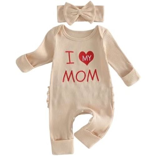 PUHHAPIEY Daddys Girl Newborn Clothes Long Sleeve Letter Romper Onesie Ribbed Knit Jumpsuit Baby Preemie Coming Home Outfits