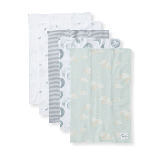 Hello Moon Organic Cotton Burp Cloths 5 Pack