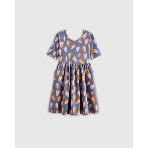 Organic Cotton Skater Dress - Toddler Girl in Multi Hearts