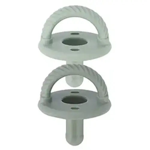 Itzy Ritzy Silicone Pacifiers for Ages 6-18 Months – Itzy Soother Pacifiers Feature Collapsible Handle & Two Air Holes for Added Safety – Set of 2 in Agave & Succulent