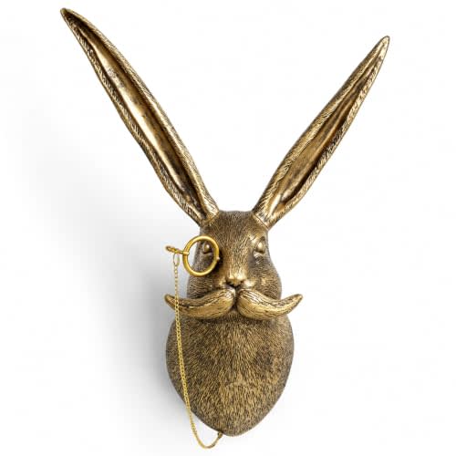 UITWMKTG Gold Rabbit Head Wall Decor - Modern Animal Wall Sculpture, Bunny Wall Art for Living Room, Bedroom, Office, Gold Wall Hanging Home Decoration