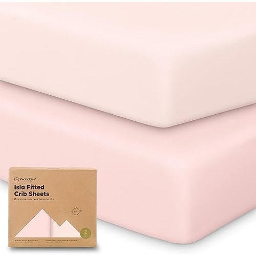 KeaBabies 2-Pack Baby Crib Sheets for Boys, Girls - 52x28 Viscose Derived from Bamboo Toddler Bed Sheets Neutral, Fitted Crib Mattress Cover for Standard Baby Bedding, Soft & Cozy (Mist Rose)
