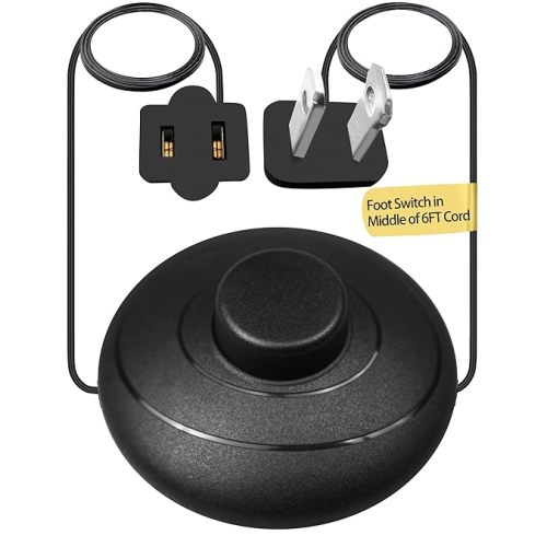 6ft/1.8m On/Off Extension Cord Foot Switch Pedal, Switch in Middle of Cord, 2-Prong Polarized Plug and Plug in Outlet AWG18 250VAC Step Switch Floor Lamp Christmas Tree Light Push Button Black