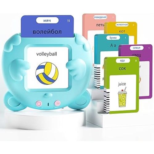 Russian and English Talking Flash Cards for Kids, 510 Sight Words Bilingual Toys for Toddlers, Autism Pocket Speech Therapy Toys, Russian Language Learning Audible Flashcards