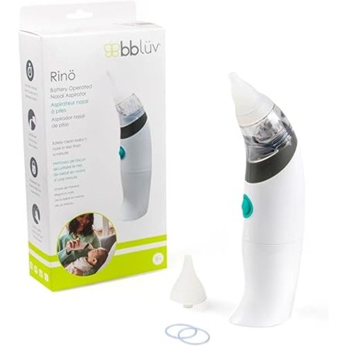 bblüv– Rinö - Baby Nasal Aspirator - Nasal Aspirator For Babies, Safe, Fast & Hygienic Mucus Cleaner For Newborns & Toddlers, White
