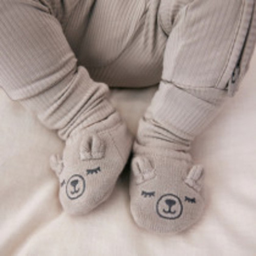 Little Sleepies Dove Gray Bear Booties