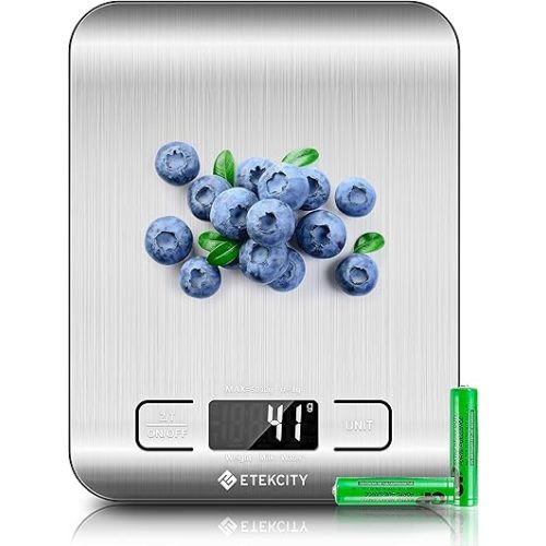 Etekcity Food Kitchen Scale, Digital Grams and Ounces for Weight Loss, Baking, Cooking, Keto and Meal Prep, LCD Display, Medium, 304 Stainless Steel