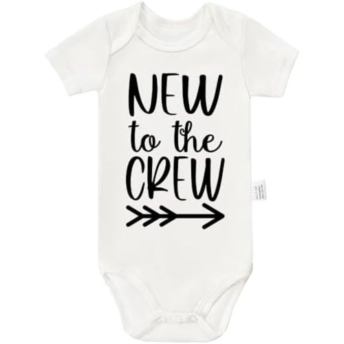 Funny New to the Crew Bodysuits, Toddler Boy Girl Newborn Cotton Romper Short Sleeve Jumpsuit Outfits 0-24 Months