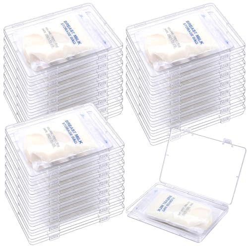 Blushtier 24 Pcs Clear Flat Breast Milk Freezer Storage Organizer | Breastmilk Storage Bag Containers, Breast Milk Freezer Tray for Breastfeeding Bag Fridge, 7.48 x 5.12 x 0.71 Inch