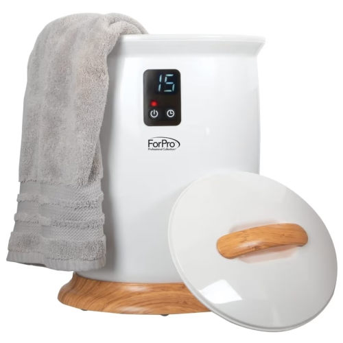 ForPro Professional Collection Luxury Towel Warmer, Extra Large Bucket-Style Hot Towel Warmer with Auto Shut Off, 4 Timer Settings for Home and Bathroom, White