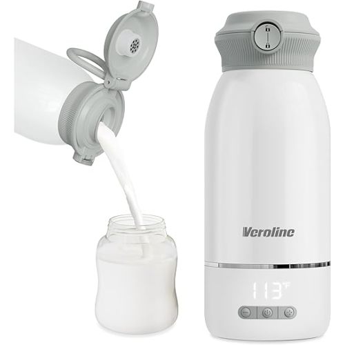 Portable Bottle Warmer, 17 Oz Travel Bottle Warmer with Super Fast Charging, Rechargeable Baby Bottle Warmer with Adjustable Temp & Keep Warm for Formula, Cordless Water Warmer Outdoor