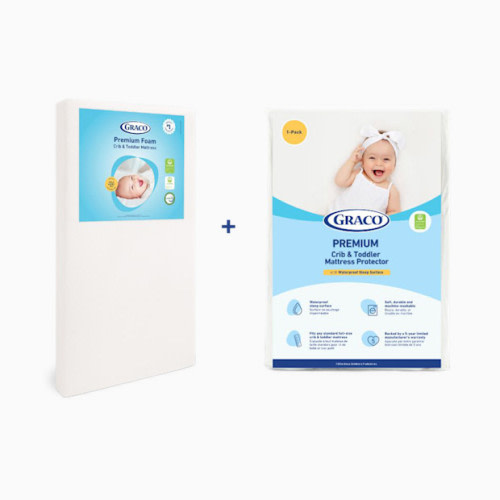 Premium Foam Crib & Toddler Mattress + Premium Waterproof Mattress Protector