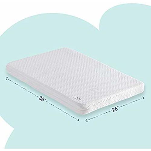 hiccapop Pack and Play Mattress Pad [Dual Sided] w/Firm Side (for Babies) & Soft Memory Foam Side (for Toddlers) | Memory Foam Play Yard Mattress Pad | Playard Mattress Fits Most Pack N Play Playpens - Dual-sided Playard Mattress