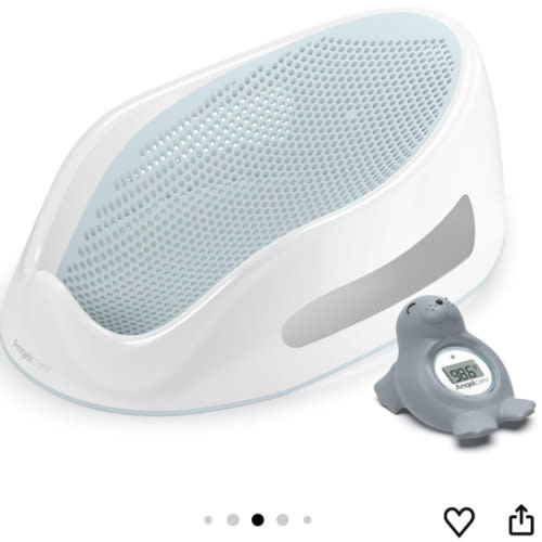 Angelcare Baby Aqua Soft Touch Bath Support & Thermometer Bundle | Newborn Baby Bathtub 0-6 Months | Baby Registry Must-Have | Newborn Essentials for Safe & Comfortable Bath Time