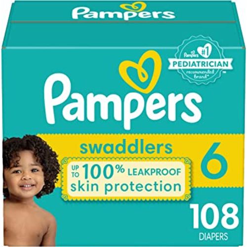 Diapers Size 6, 108 Count - Pampers Swaddlers Disposable Baby Diapers (Packaging & Prints May Vary)