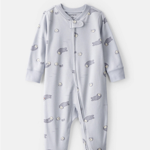 Baby Otter Print 100% Cotton Long-Sleeve Snug Fit Sleep & Play Pajamas - Blue | Carter's