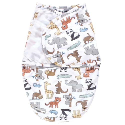 Hudson Baby Plush Faux Fur Swaddle Wrap, Zoo Animals, 0-3 Months