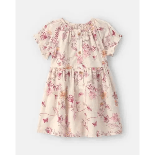 Baby Girl Floral Puff-Sleeve Dress - Ivory - OshKosh B'gosh | Carter's