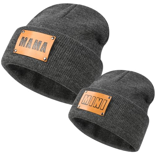 Parent-Child Beanie Hat,Mother & Baby Daughter/Son Winter Warm Knit Hat,Kids Soft Beanie Cap