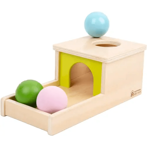 Adena Montessori Object Permanence Box with Tray Three Balls Montessori Toys for 6-12 Months Baby 1 Year Old Infant Toddler Typical