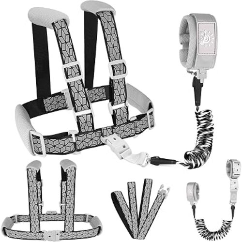 4 in 1 Toddler Harness Leashes,Anti Lost Link with Lock,6.5ft Black
