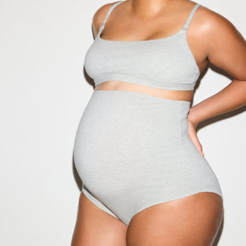COTTON JERSEY MATERNITY NURSING SCOOP BRALETTE 2-PACK | LIGHT HEATHER GREY | SKIMS