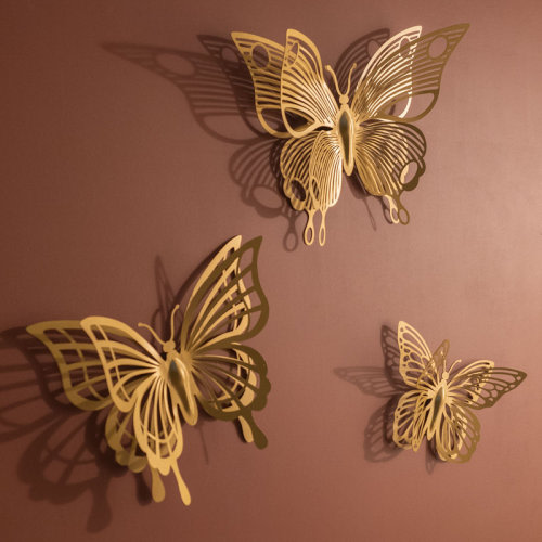 ARTEPERA 3D Metal Butterflies Wall Decor Set - 3 Piece & Reviews | Wayfair