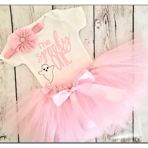 Spooky One 1st Birthday Tutu Outfit Ghost Baby Girls Pink and Purple, Girls