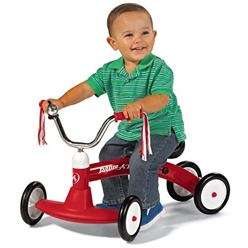 Radio Flyer Scoot About Ride On, Toddler Ride On Toys, for Toddlers 1-3 | Adjustable Seat, Stable Wide-Set Front Wheels, Clear Kick Path, Furniture-Friendly Bumper, Easy-Glide Wheels, 42 lb Capacity