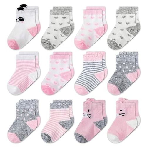 Mother's Choice Organic Cotton Baby Socks 0–6 Months, 12 Pairs Newborn & Infant Socks Soft Hypoallergenic Breathable Gentle On Delicate Skin Stretch Fit Comfortable Daily Essentials For Little Ones
