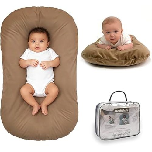 Baby Lounger - Snuggle Cozy Me Infant Lounger for Newborn 0-12 Months, Flannel Cover，Portable Breathable & Soft Baby Nest Lounger for Home and Travel - Coffee