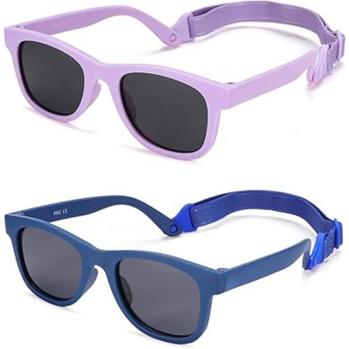COASION Bendable Flexible Polarized Newborn Baby Sunglasses with Strap for Infant Boys Girls Age 0-12 Months CA8042