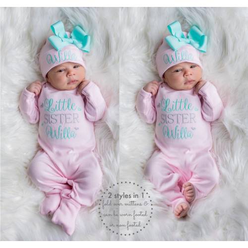 Baby Girl Coming Home Outfit Baby Girl Outfit Little Sister Outfit Personalized Baby Girl Outfit Baby Girl Gift Newborn Girl Outfit