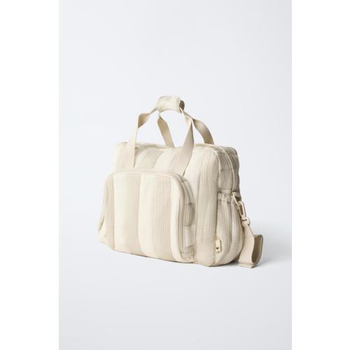striped diaper bag