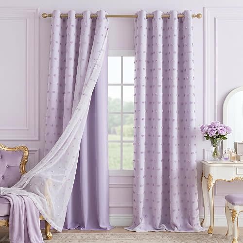 MYSKY HOME Purple Blackout Girls Curtains for Kids Bedroom 84 Inch 2 Panels