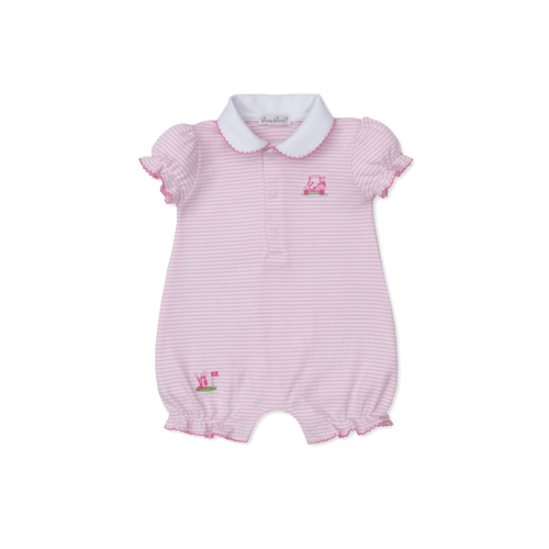 Golf Championship Playsuit Pink Stripe - Mini Macarons Boutique
