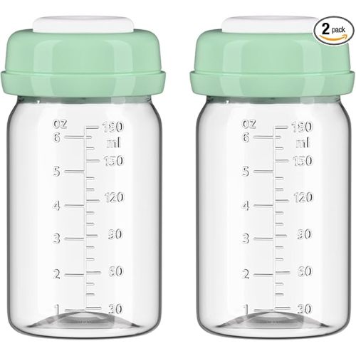 2pcs Breast Milk Storage Bottles 6oz/180ml Compatible with Spectra S1 S2 9 Plus,Motif Luna/Ameda MYA/Bellababy Pumps, Wide-Neck Collection Bottle Container for Fridge, Pumping Bottles